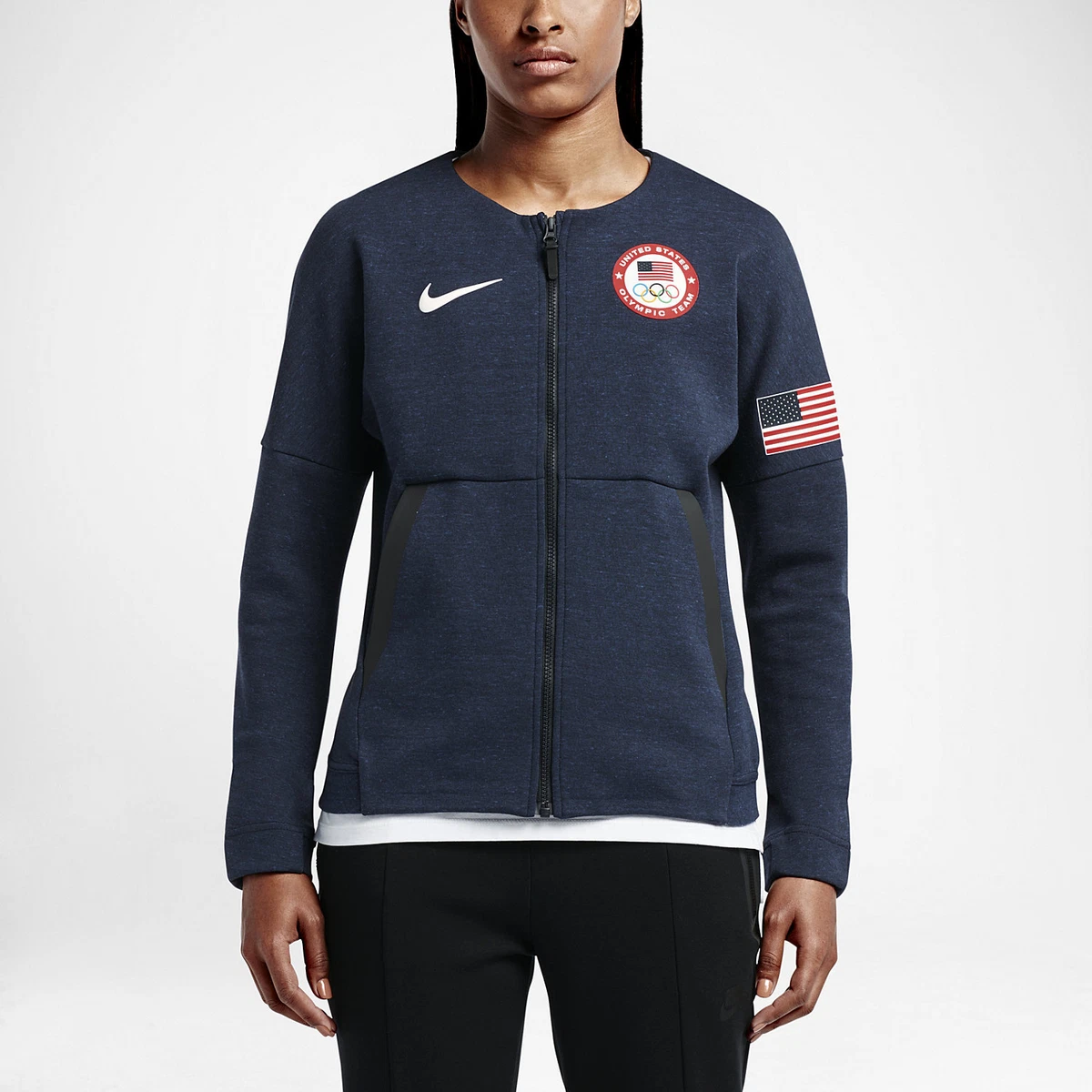 Nike WMNS OLYMPIC USA Tech Fleece Jacket 806996-473 Obsidian Blue 