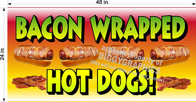 2' x 4' VINYL BANNER BACON WRAPPED HOT DOGS NEW