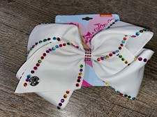 JoJo Siwa Rhinestone Pink Rainbow White Hair Bow Nwt Birthday Christmas