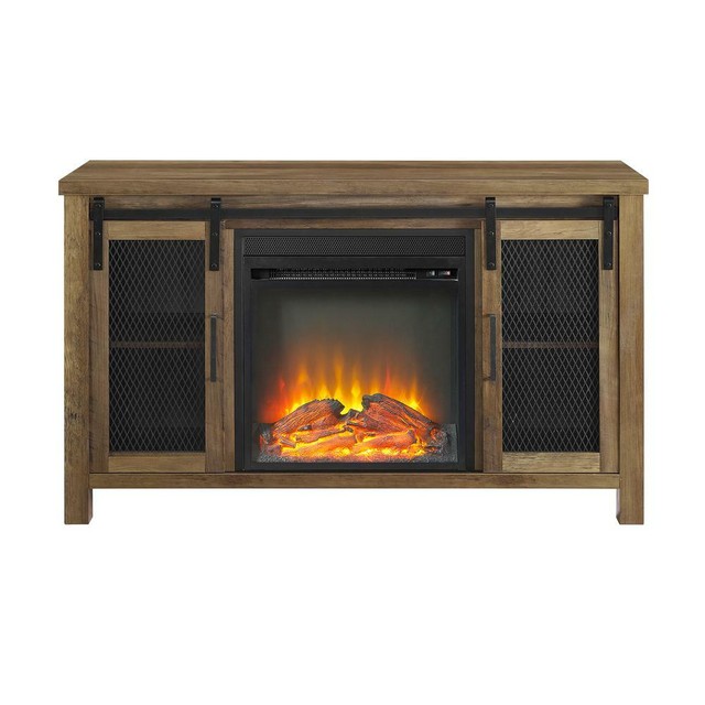 48" Rustic Farmhouse Fireplace TV Stand Rustic Oak eBay
