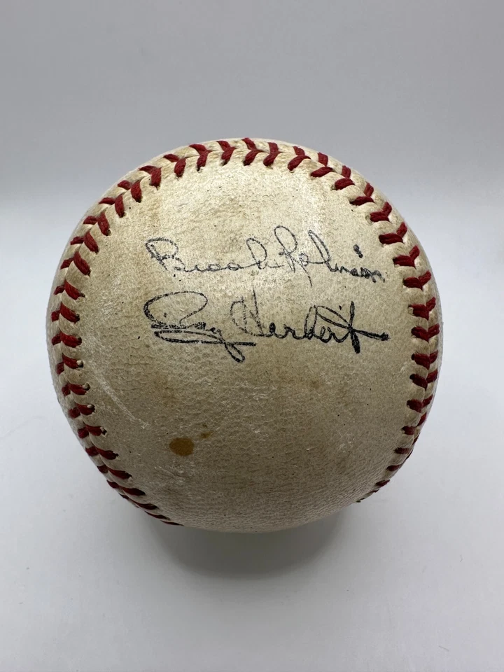 Vintage Horsehide Cover Baseball Mantle, Boyer, Robinson, Spahn, Musial Signed - Image 2 of 4