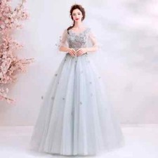 Customized Women Evening Dresses Appliques Tulle Pearls Prom Party Gowns Formal
