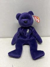 1997 TY BEANIE BABY PURPLE BEAR PRINCESS DIANA P.E. PELLETS W Tags #7