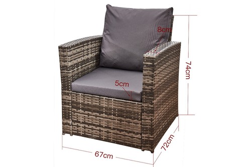 Rattan Garden Furniture Set 4 Piece Outdoor 2Chairs 2Seater Sofa Fire Pit Table - Picture 11 of 13
