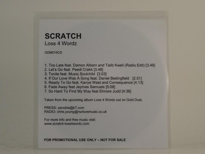 SCRATCH LOSS 4 WORDZ (H1) 7 Track Promo CD Single including White Sleeve GOLD DU