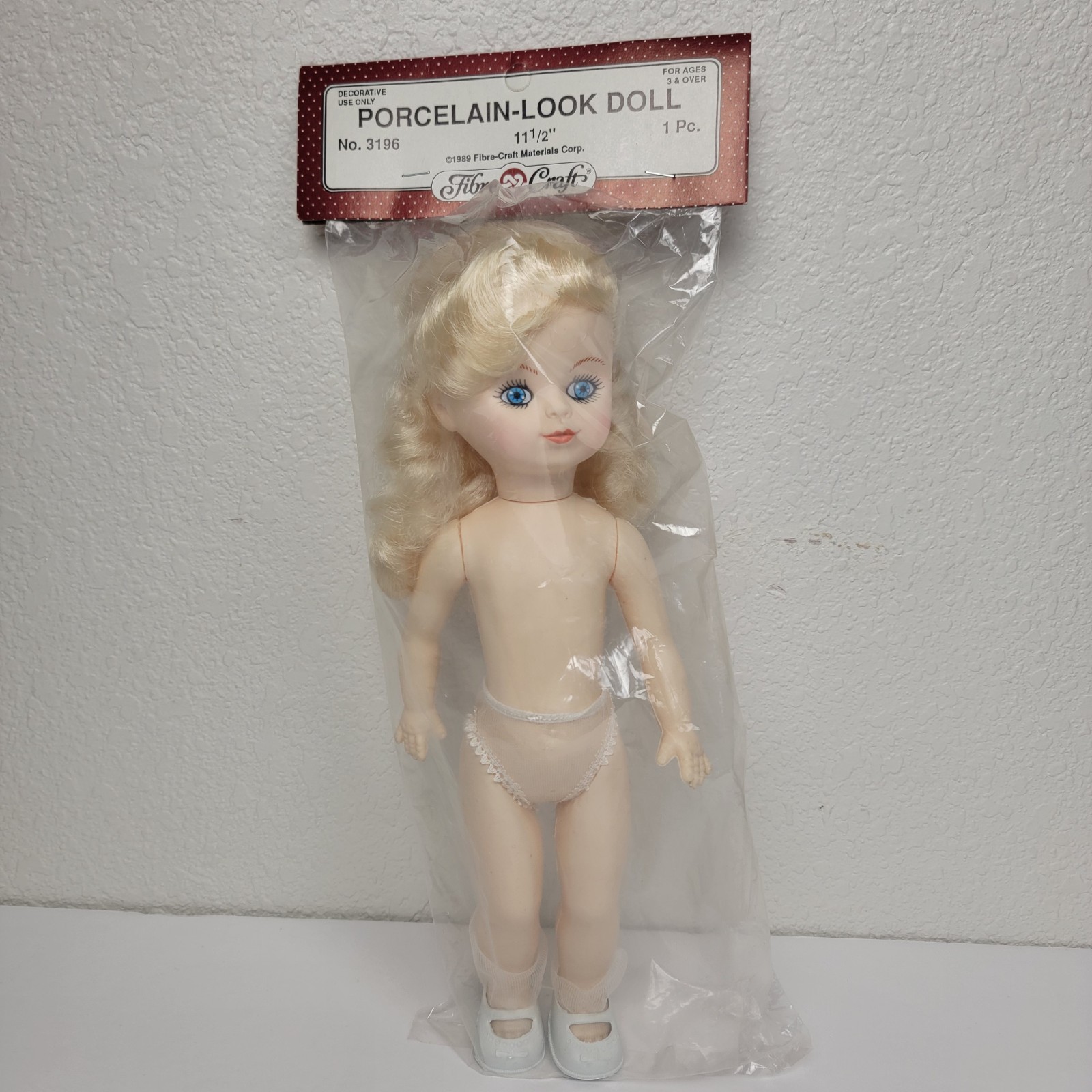 FIBRE CRAFT Doll 3196 "Porcelain Look" 11.5” Blond Hair Blue Eyes Vintage Read