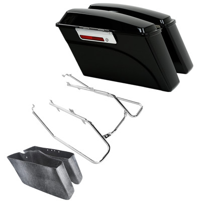 Hard Saddlebags & Conversion Bracket Kit For Harley Dyna Wide Glide FXDWG 08-17