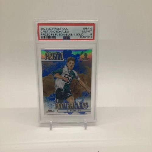 Cristiano Ronaldo 2022-23 Topps Finest Prized Footballers Fusion Blue Gold SSP