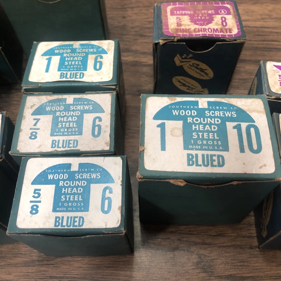 Lote De Colección Southern Screw Company Tornillos Acero Madera - Latón Azulado Zinc Cromato Foto 4 de 4