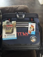 Arctic Zone Titan Deep Freeze Zipperless Cooler Holds 16 Cans Navy Blue