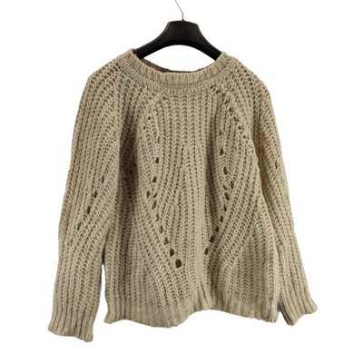 gemelli Damen Pullover Beige & Gold Rundhals Langarm Strick Gr. Medium