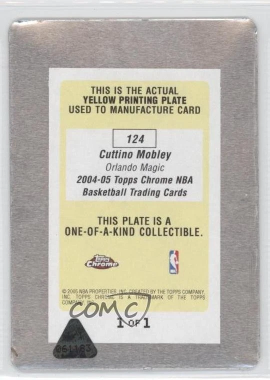 2004-05 Topps Chrome Printing Plate Yellow 1/1 Cuttino Mobley #124 0m8 - Image 2 of 3