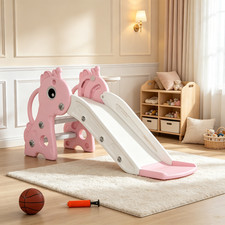 3 In 1 Toddler Slide with Stairs Indoor Outdoor Kids Playset For Toddler Pink