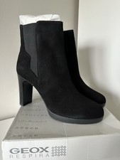 Image of Geox Women's Respira Annya Black Suede Boots Size 7 / 40 BNIB