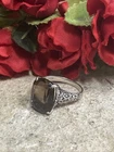 35. Vintage CNA 925 Sterling Silver Filigree Smoky Quartz Ring 8.75s, 4.6g