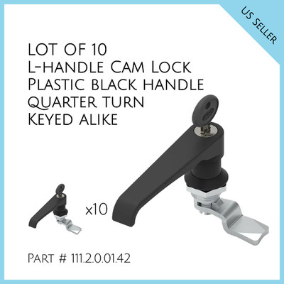 Lot of 10 L - Handle Cam Locks (Plastic) Keyed Alike. Part # 111.2.0.01.42