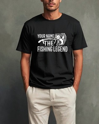 Individuelles Angeln T-Shirt personalisiert The Fishing Legend Barsch Grafik Geschenk Tee