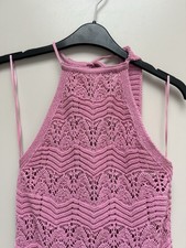 NEW Mango pink crochet knit summer dress UK 10 medium