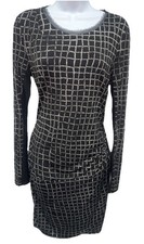 Simply Vera Wang Dress Women's Medium Black Long Sleeve Sheer Collar Stretch