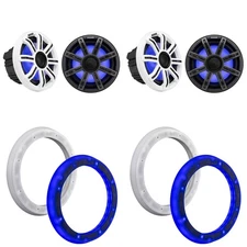 Kicker (2 Pair) 51MSC84 8" LED Premium Marine Speakers & 51KLSR88 - 8.8-Inch ...
