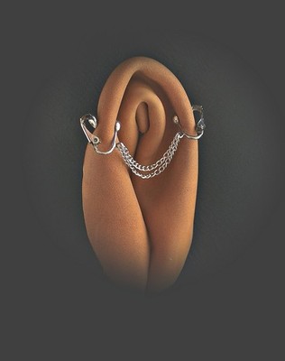 Stainless Steel Clitoral Jewelry with Chains   Non-Piercing Intimate Accessory