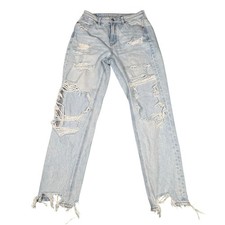 American Eagle Outfitters Mom Jeans Light Wash Distressed Ripped Size 4