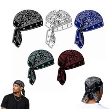 5Pcs Paisley Cooling Headscarf Cap Set Breathable Sweat Wicking Head Wrap Hat US