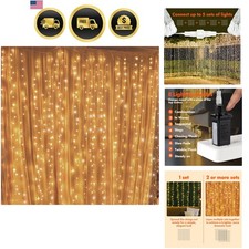 300 LED Curtain String Lights, 8 Modes Plug in Fairy Lights for Bedroom,Weddi...