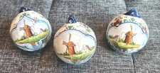 ¡Exquisito vintage! Molino de viento holandés adorno de Navidad bolas de cerámica escena holandesa