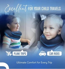 BCOZZY Kids Travel Pillow Neck Support 3-7 Y/O Airplane Sz Small Blue NWT