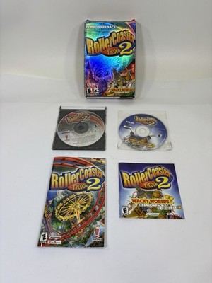 RollerCoaster Tycoon 2 PC Game + Wacky Worlds Expansion 2002 Original EA