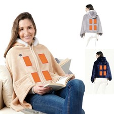 Wearable Heated Throw Blanket Double-Sided Flannel with Battery For Women Men