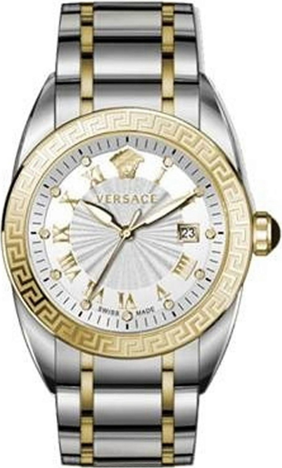Versace VFE140015 V-Sport II white gold silver Stainless Steel Men's Watch NEW