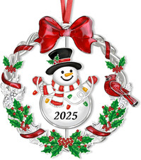 2025 Dated Christmas Ornament with Rotatable Snowman for Tree Decor