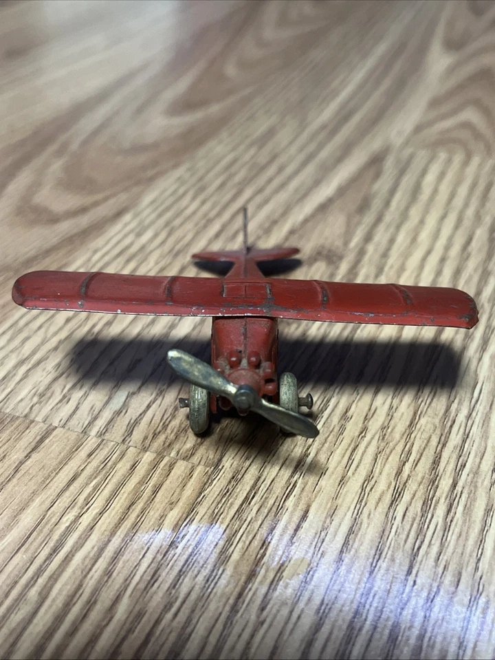 Vintage 1930s Tootsietoy UX 214 Aero Dawn Red Toy Plane Nice Rubber Wheels - Image 2 of 4