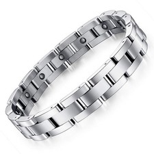 Feraco Magnetic Bracelets for Men Sleek Titanium 1 Count Pack of 1 , Silver