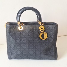 Dior sac à main Lady Dior en tissu noir vintage