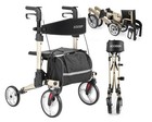 Rollator Walker For Taller Seniors W/ Seat Foldable No Assembly Mobility Aid**