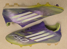 ADIDAS F50 LEAGUE LACELESS FOOTBALL BOOTS PURPLE RUSH UK8 - USED