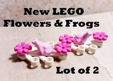 New LEGO Frogs Flowers Lot of 2 Light Pink Dark White Leaf Fairy Forest Floor