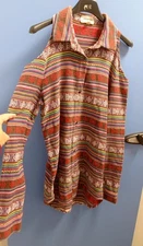 American Retro off the shoulder Multicoloured striped thick Shirt for women, 8