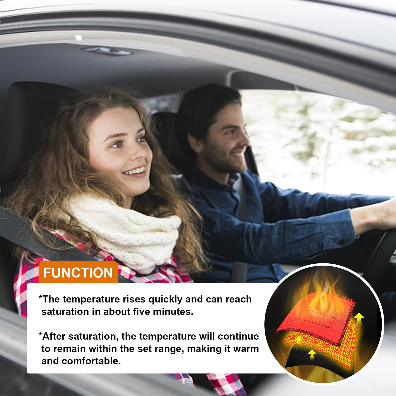 12V Universal Car Heated Seat Covers Pad Alloy Wire&Carbon Fiber Heated