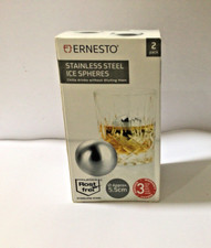 Ernesto Stainless Steel Ice Spheres Chills Drinks Without Diluting 2 Pack  NEW