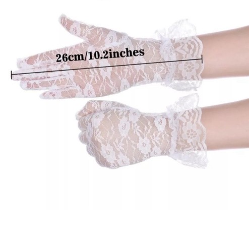 Kurze Spitzenhandschuhe für Damen Mädchen weiß Hochzeit Handschuhe für Braut - Bild 4 von 5