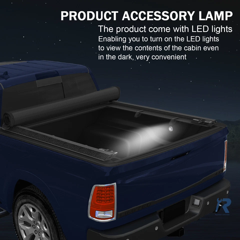 Cubierta Tonneau enrollable suave con bloqueo de cama de 6,5 pies apta para Ram 1500/2500/3500 2002-2008 Foto 4 de 4