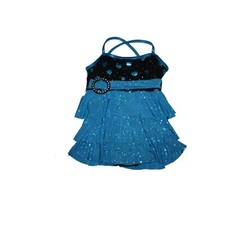 Girl Weissman Blue Tiered Sequin Jazz Dress Dance Costume Size MC M Child 6302