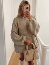 Fashion Round Neck Knitted for Women Long Sleeve Female Warm Chic Pullover