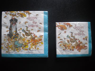 Paper Napkins Diggin' The Season dogs Cocktail or Luncheon Size 2 ply 20 ct Fall