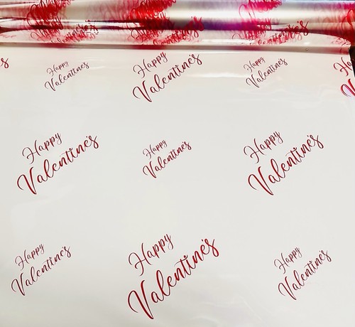 ShredAstic® Happy Valentines red Script Cellophane Film Wrap / 3m Red Ribbon - Picture 7 of 12