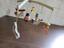 Vintage IRMI 1970s Mother Goose Hand Painted Wooden Baby Mobil